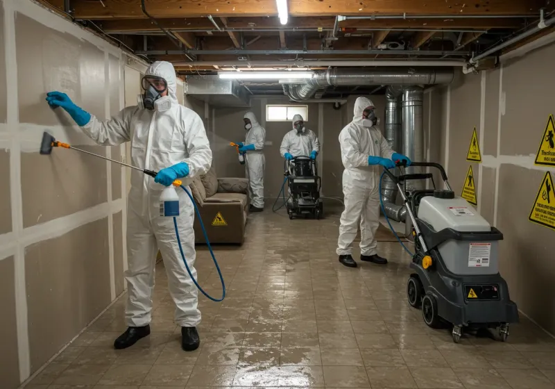 Basement Moisture Removal and Structural Drying process in Tillmans Corner, AL